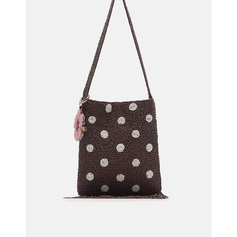 Pull&Bear Embellished polka dot shoulder bag in brown 115496714