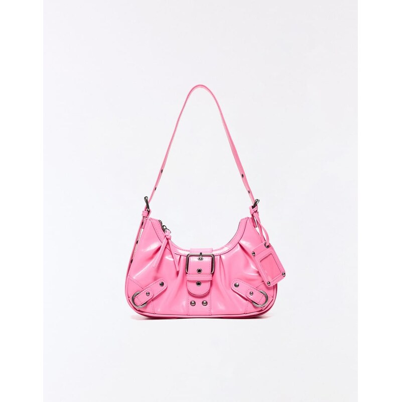 Bershka Shoulder bag with buckle in pink 115496743
