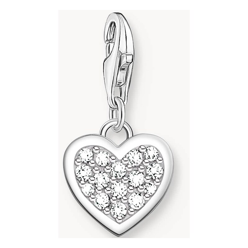 Thomas Sabo Charm pendant glitter heart in silver, white