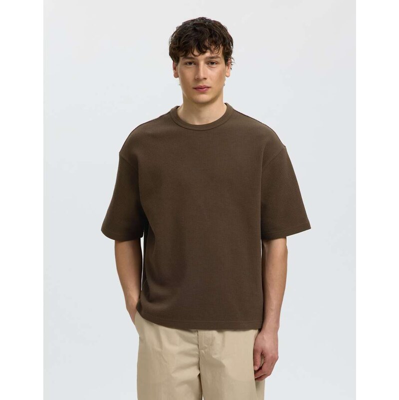 Selected T-shirt in turkish coffee-Brown