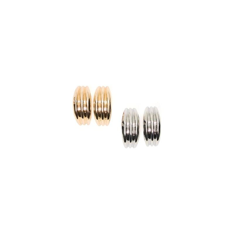 Bershka Pack of embossed hoop earrings in gold 115496821