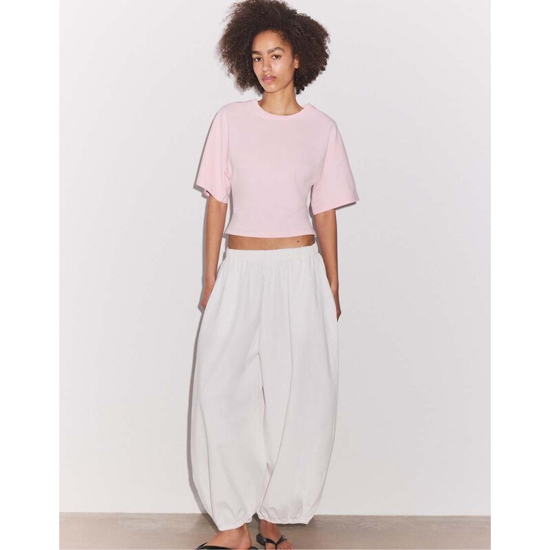 Stradivarius Japanese short sleeve t-shirt in pale pink