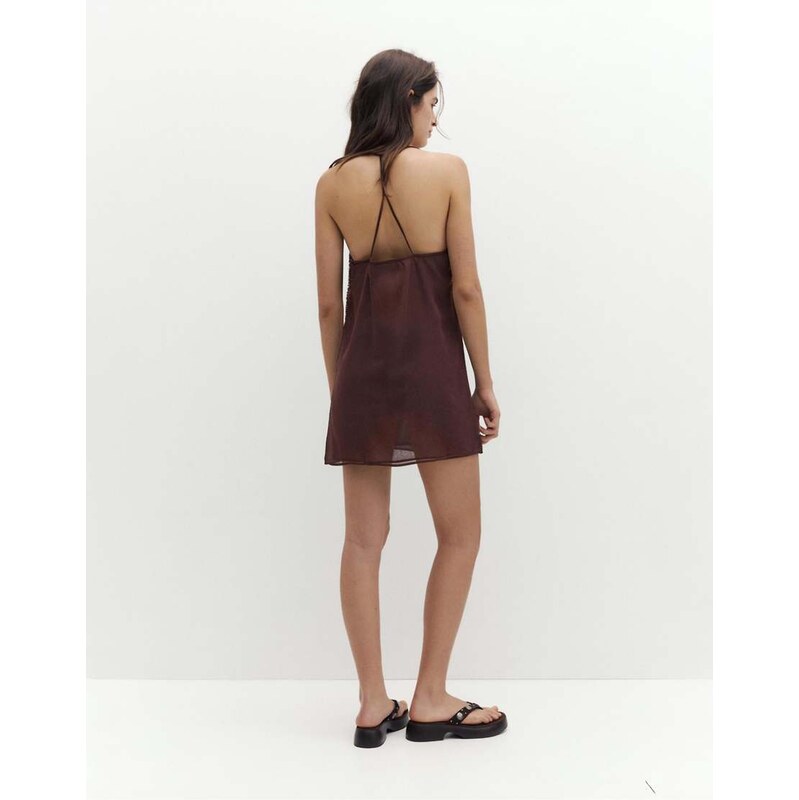 Pull&Bear Sequin strappy dress in wine-Red 115496862
