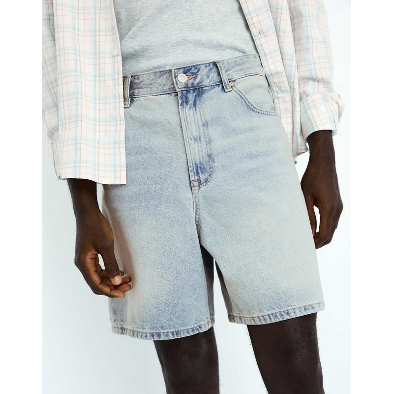 Bershka Denim short in mid blue