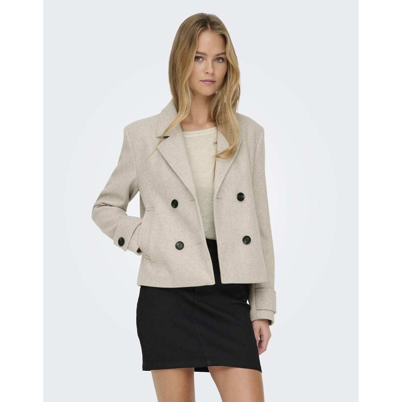 ONLY wool look short jacket in beige-Neutral 115523430