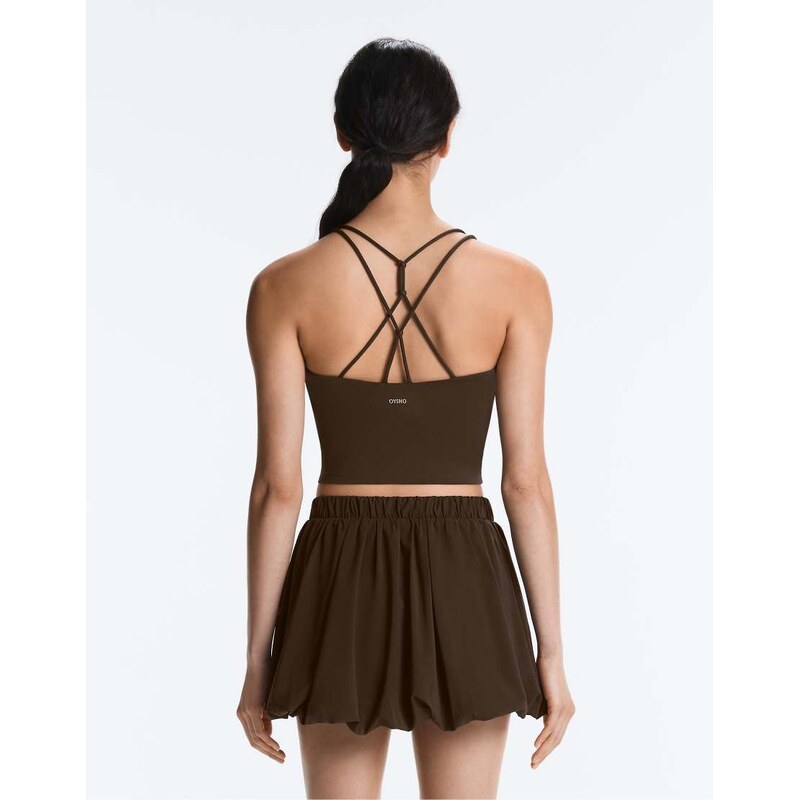 OYSHO Comfortlux crossover strap tank top in dark brown
