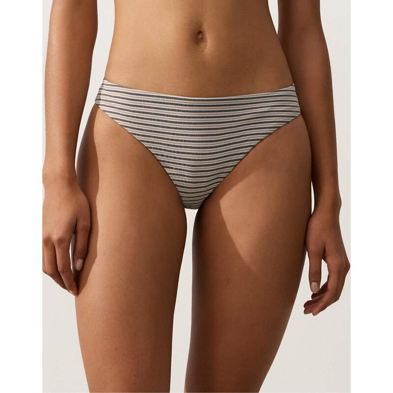 OYSHO Striped classic bikini briefs in sand-Neutral