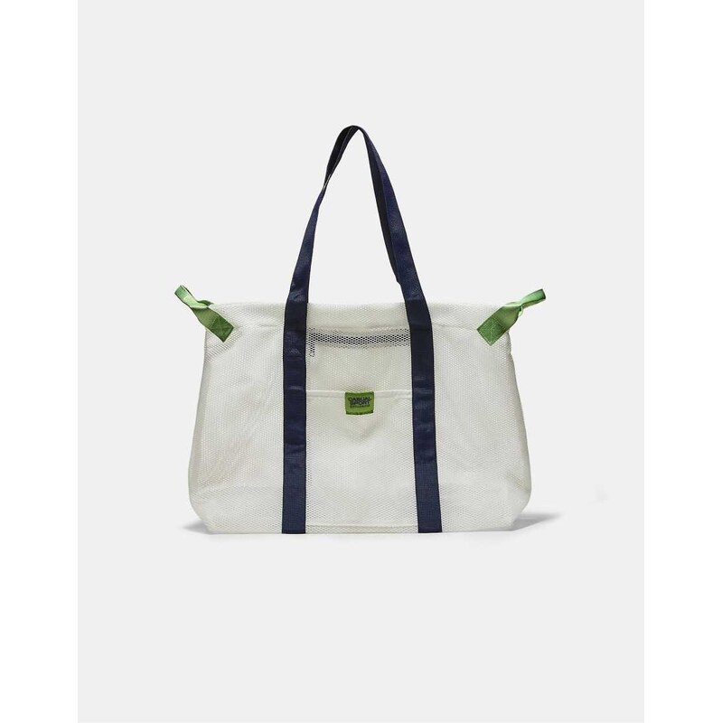 Stradivarius Contrast mesh shopper bag in ecru-White 115496985