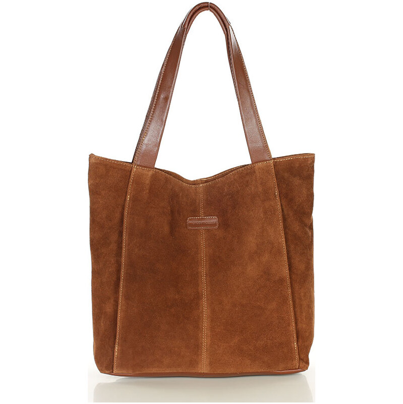 MARCO MAZZINI semišová shopper kabelka Hnědá 115498486