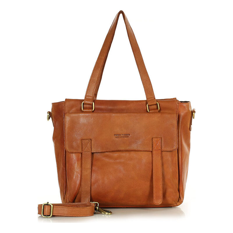 MARCO MAZZINI camel kožená shopper kabelka Hnědá 115498488