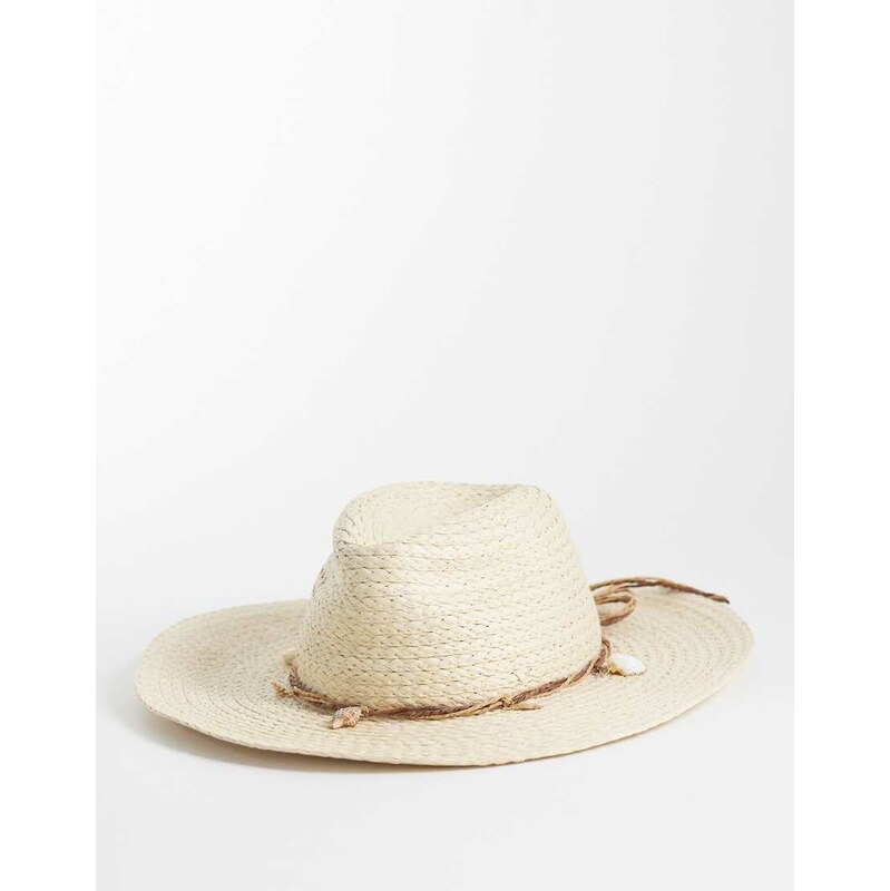 Accessorize shell charm cowboy hat in white 115499107