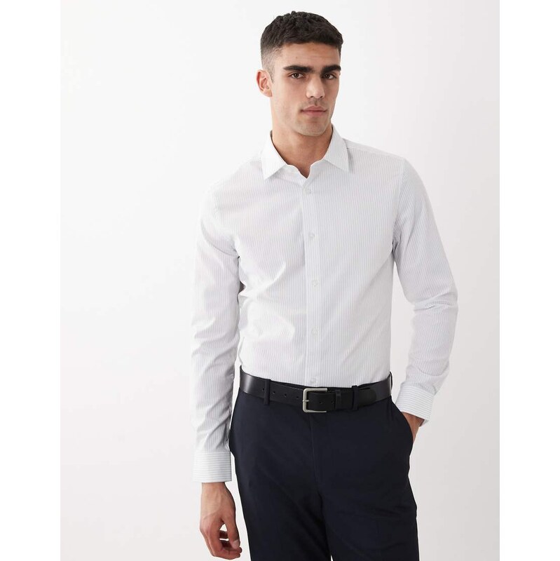 ASOS DESIGN smart slim shirt in blue stripe
