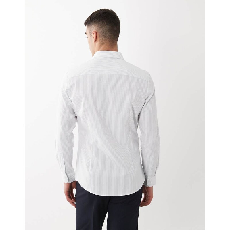 ASOS DESIGN smart slim shirt in blue stripe
