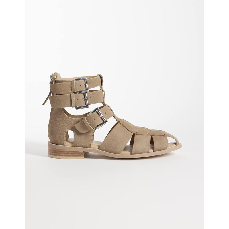 Bronx Next-wagon cage shoes in sand suede-Neutral 115499175