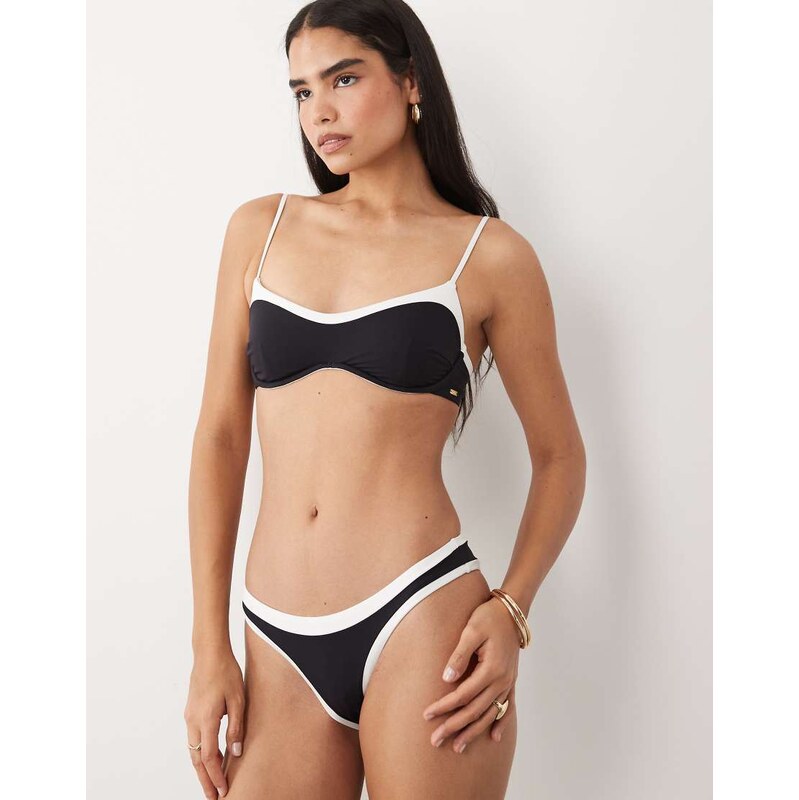 TALA contrast mid rise bikini bottoms in shadow black 115499309