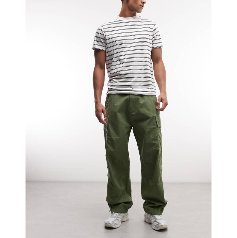 Alpha Industries cargo trousers with adjustable leg toggles in khaki-Green