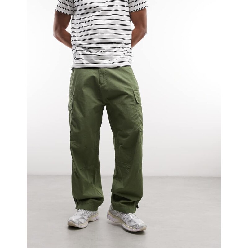 Alpha Industries cargo trousers with adjustable leg toggles in khaki-Green
