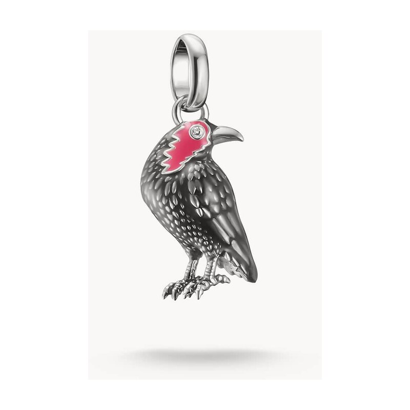 Thomas Sabo bird charm pendant in silver & red - SILVER