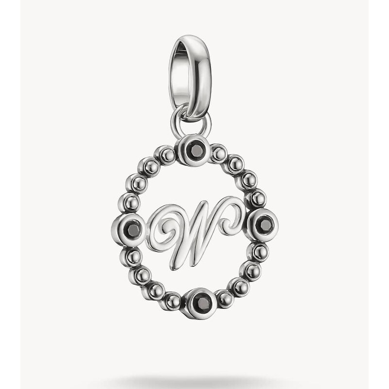 Thomas Sabo W charm pendant in silver & black - SILVER