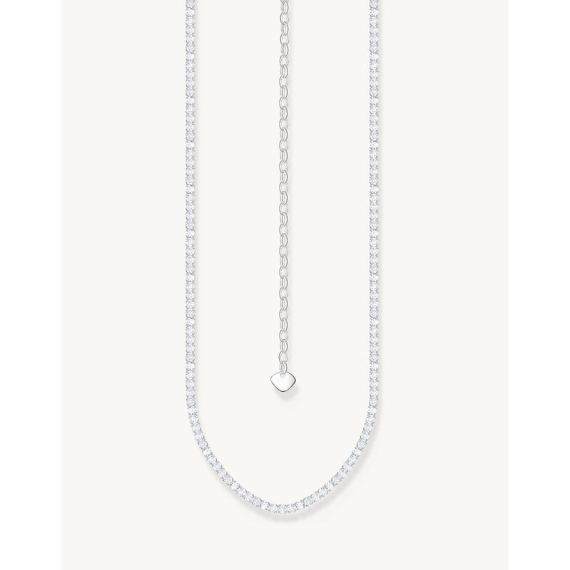 Thomas Sabo slim Silver chain necklace with white stones in