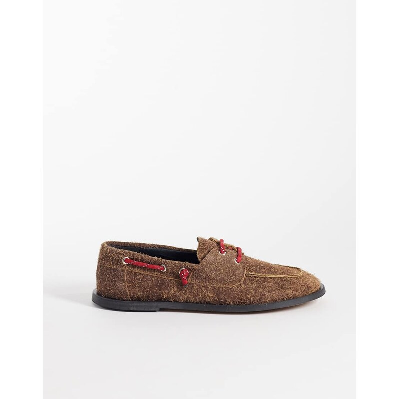 Pompeii UK Pompeii ariete textured suede boat shoes in caramel-Brown 115499624