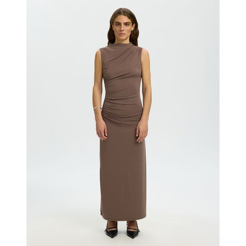 Selected Maxi dress in chocolate chip-Brown 115506810