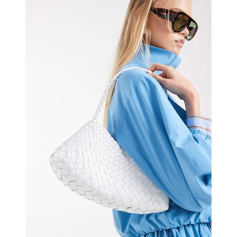 Dragon Diffusion Rosanna woven leather shoulder bag in stark white 115523357