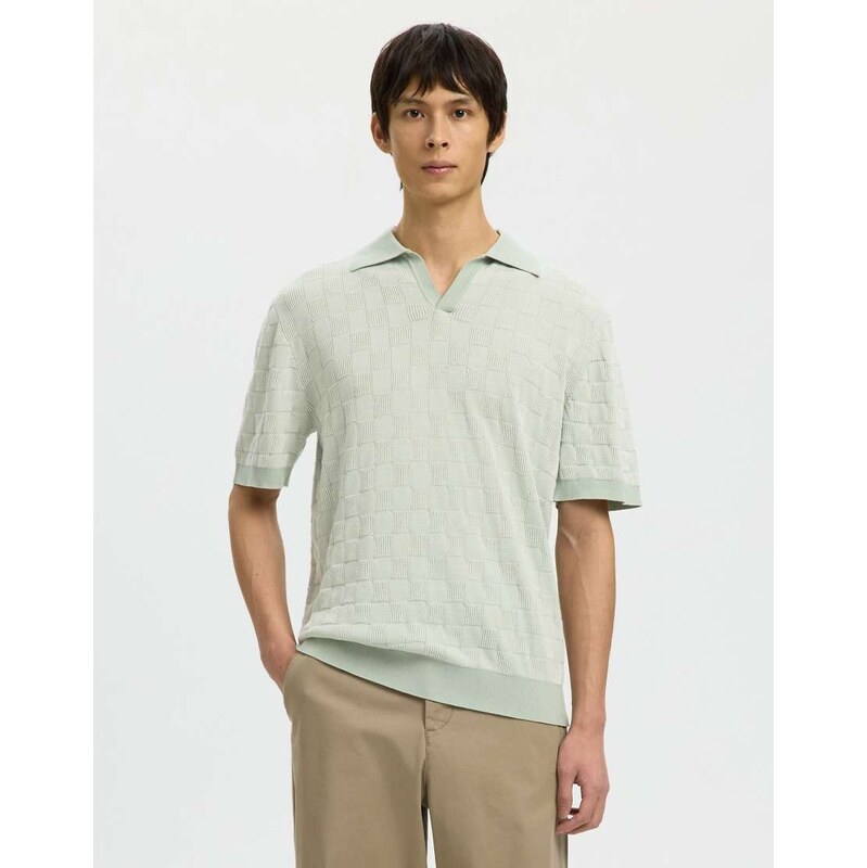 Selected Polo shirt in aqua gray-Green