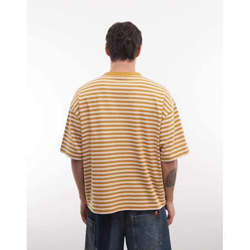 ASOS DESIGN heavyweight boxy oversized t-shirt in yellow stripe-Multi