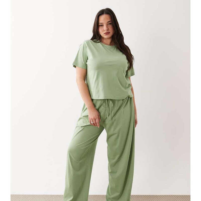 ASOS Curve ASOS DESIGN Curve mix & match cotton pyjama trouser