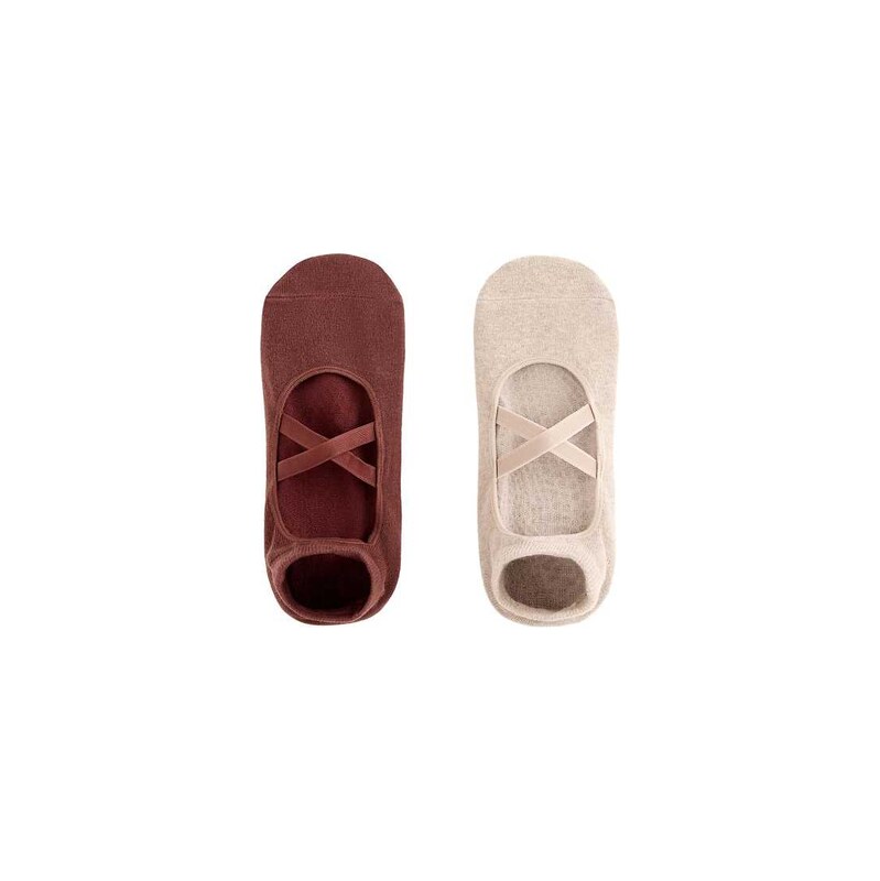 OYSHO 2 pairs of cotton blend sneaker yoga and pilates socks with 115501054
