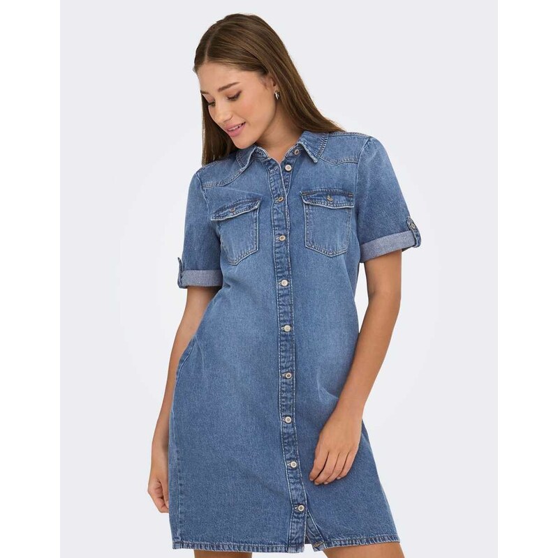 ONLY Denim dress in medium blue denim
