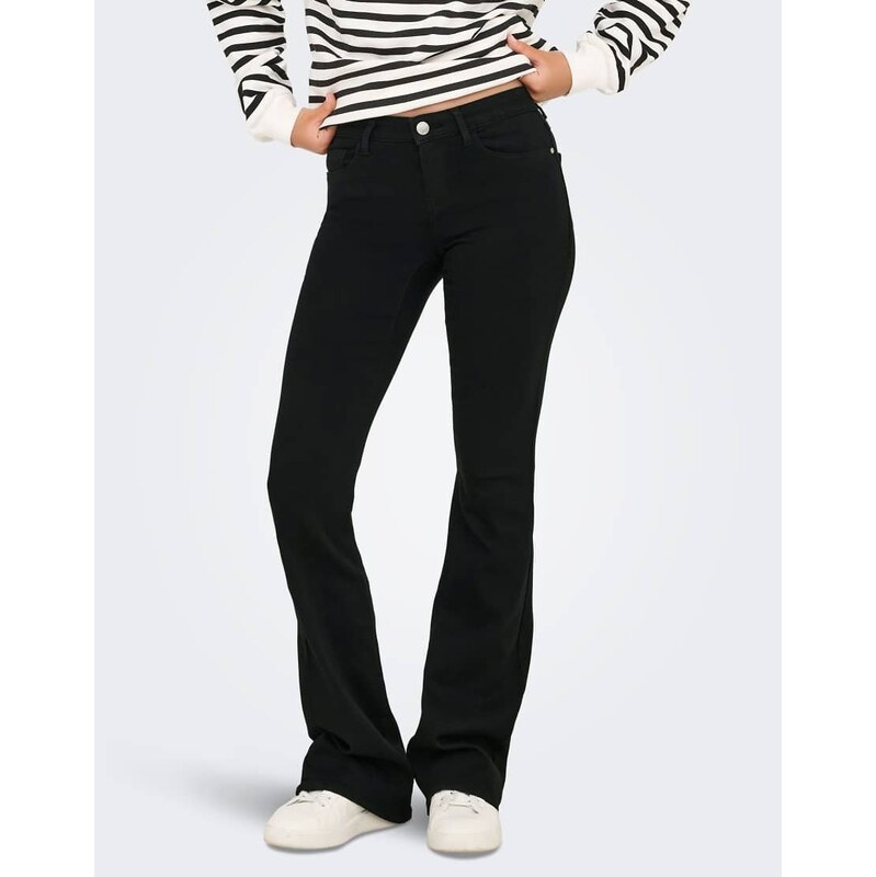 ONLY Retro flared fit jeans in black denim