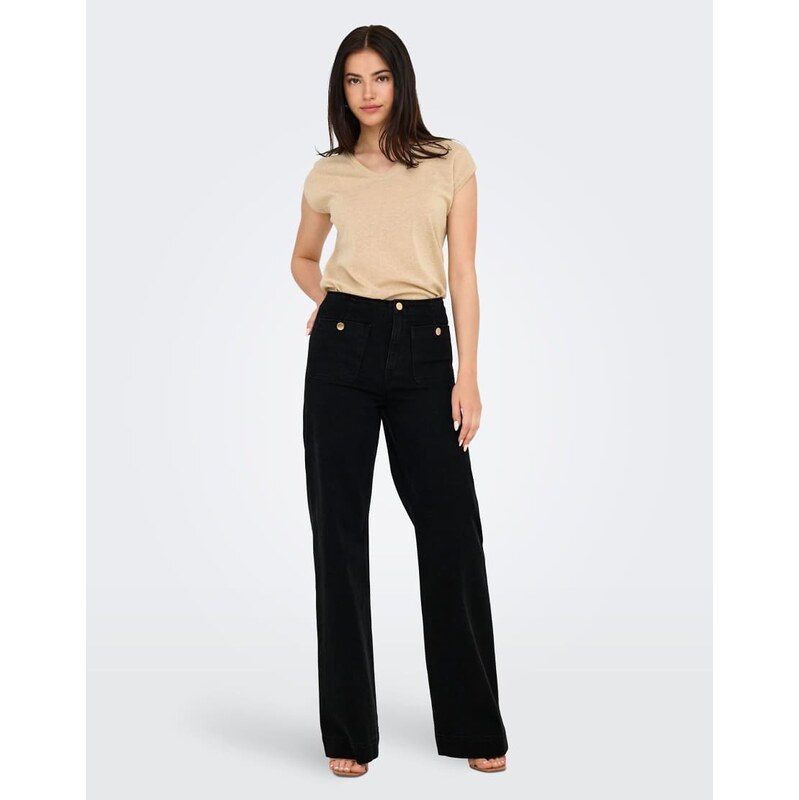 ONLY Wide-fit jeans in black denim