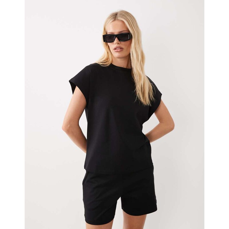 JDY oversized t-shirt co-ord in black