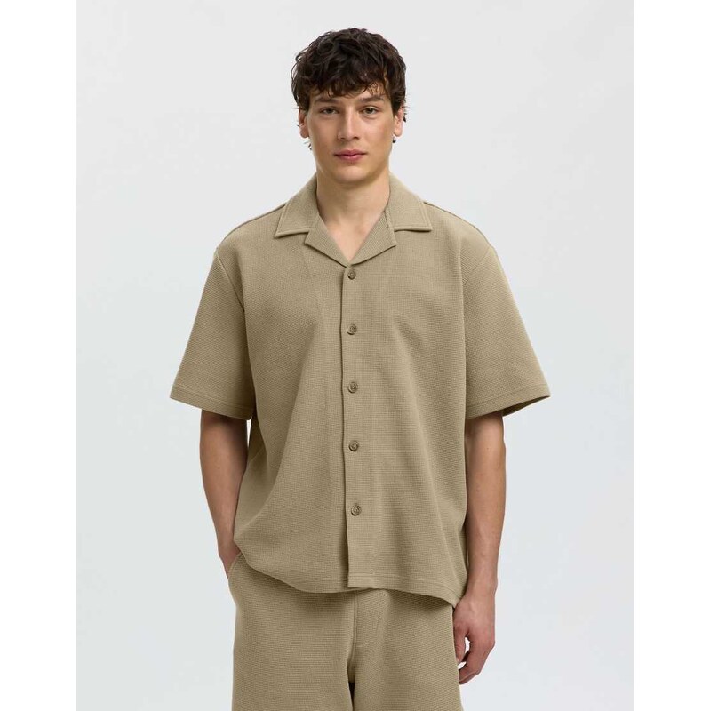 Selected Overshirt in vetiver-Green