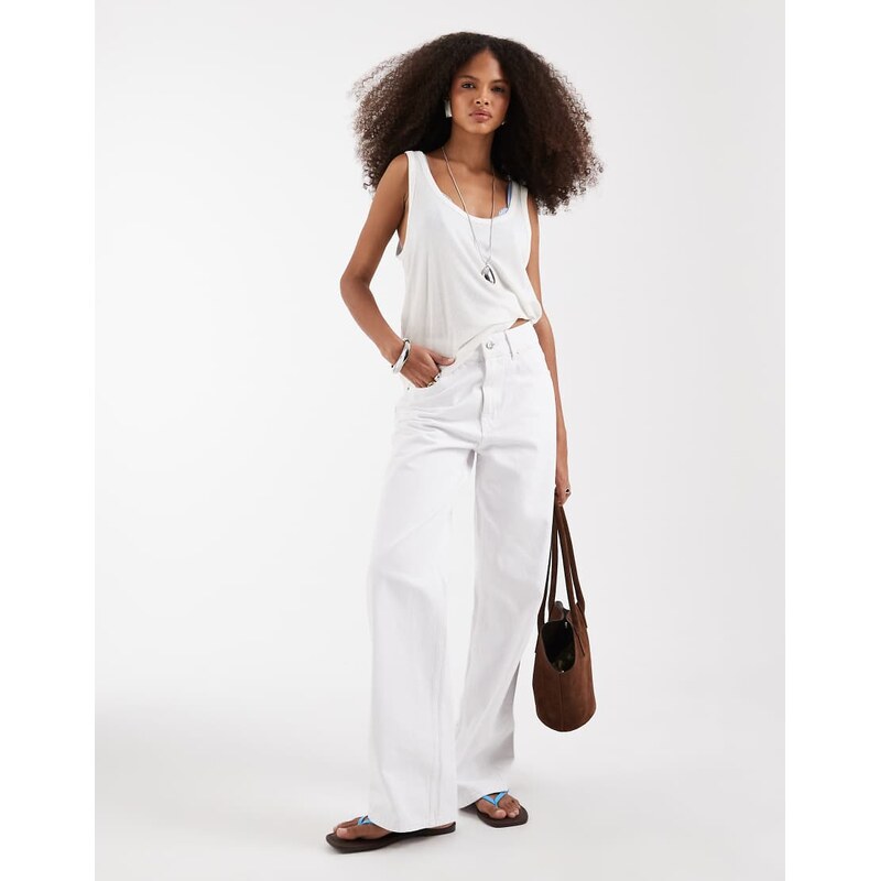 ASOS DESIGN wide leg dad jeans in white