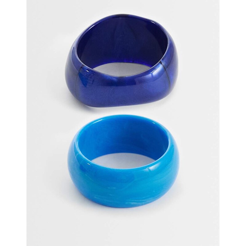 ASOS DESIGN pack of two chunky resin bangles in blue