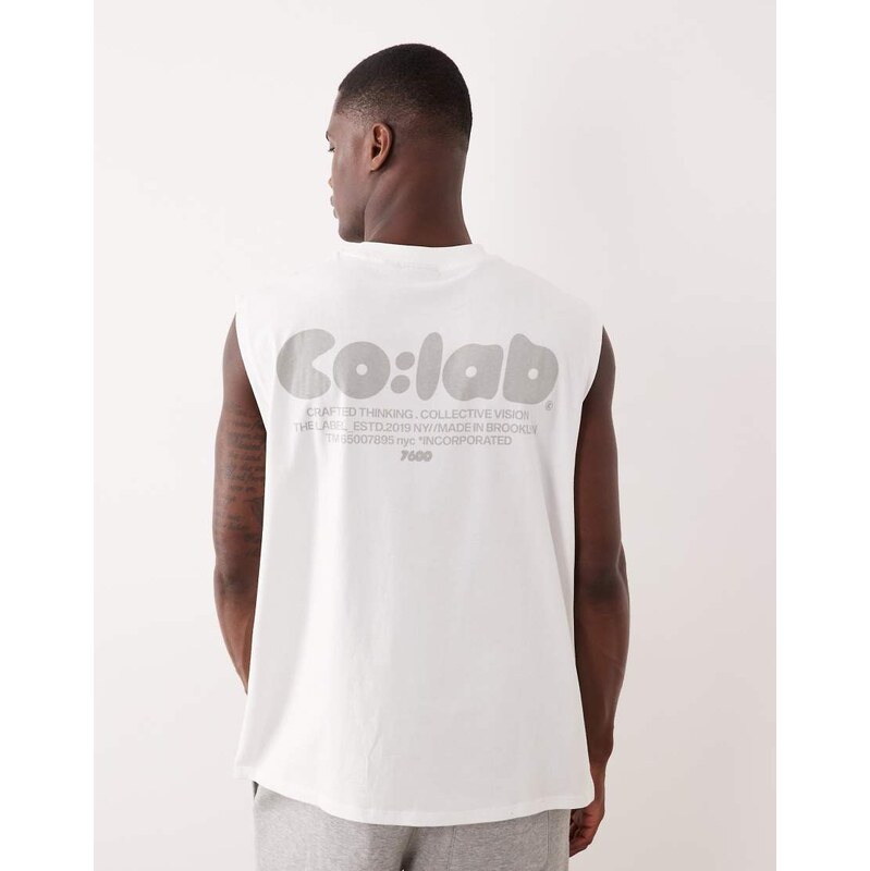 ASOS DESIGN oversized tank with text print in white
