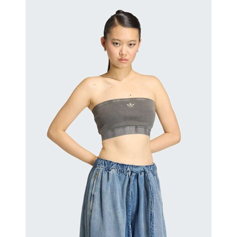adidas Originals Essentials rib bandeau top washed in black 115500350