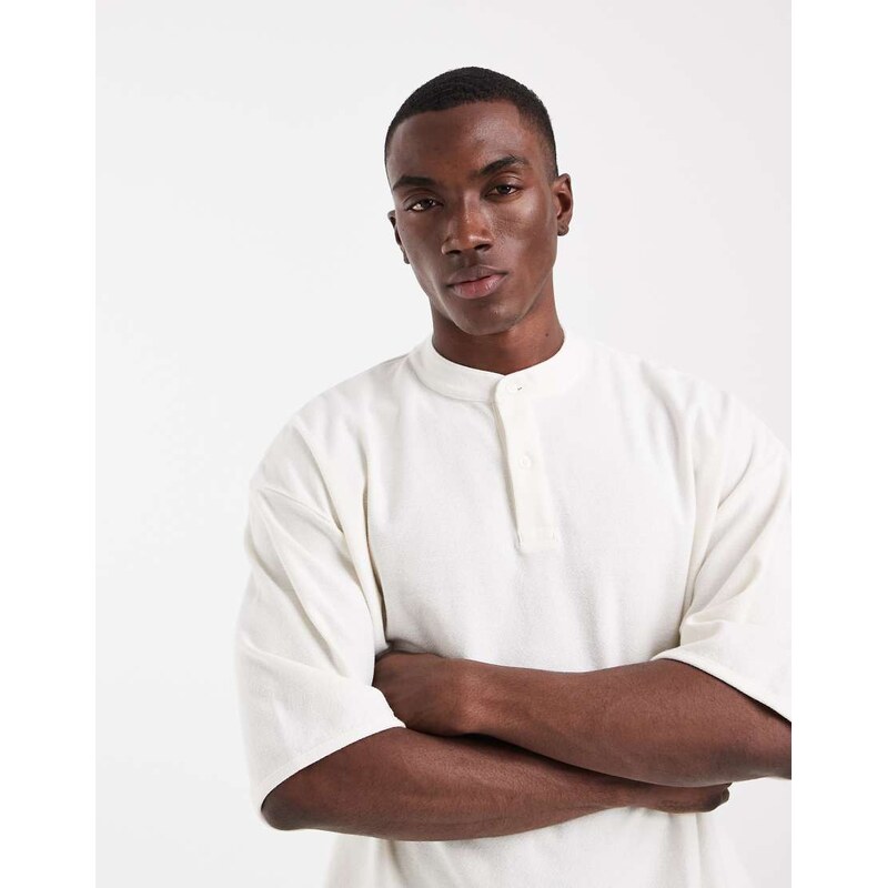 ASOS DESIGN boxy oversized t-shirt with henley neck and