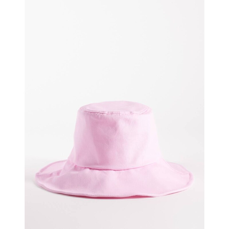 South Beach wide brim canvas bucket hat in pale pink 115589518