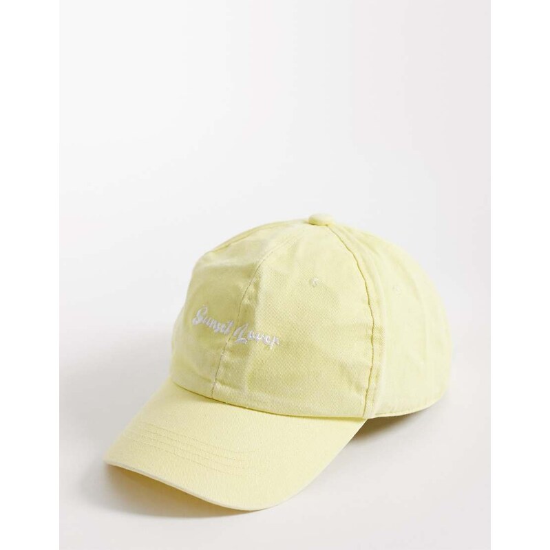 South Beach sunset lover slogan cap in yellow-Orange