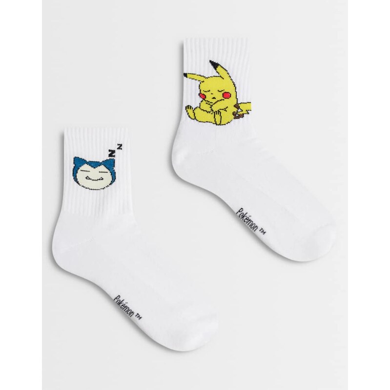 ASOS DESIGN 1 pack socks with Pokemon graphic in white 115500606