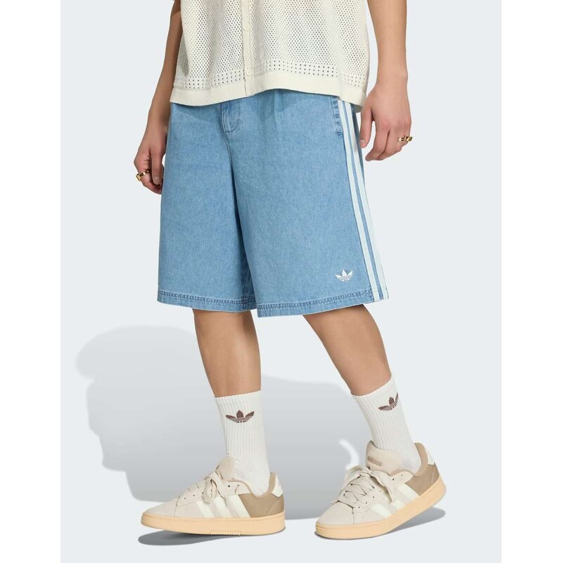 adidas Originals Denim chino shorts in light blue