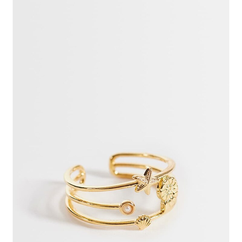 Orelia seaside open caged adjustable ring in 18k gold plated 115744031