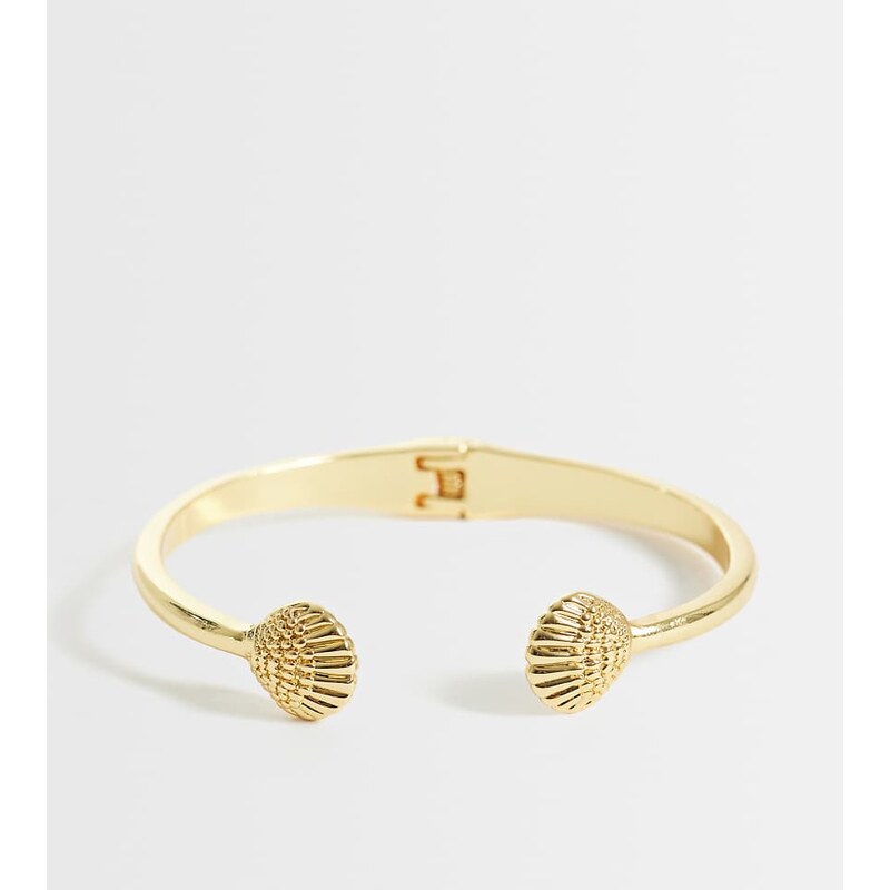 Orelia metal shell open hinged bangle in 18k gold plated