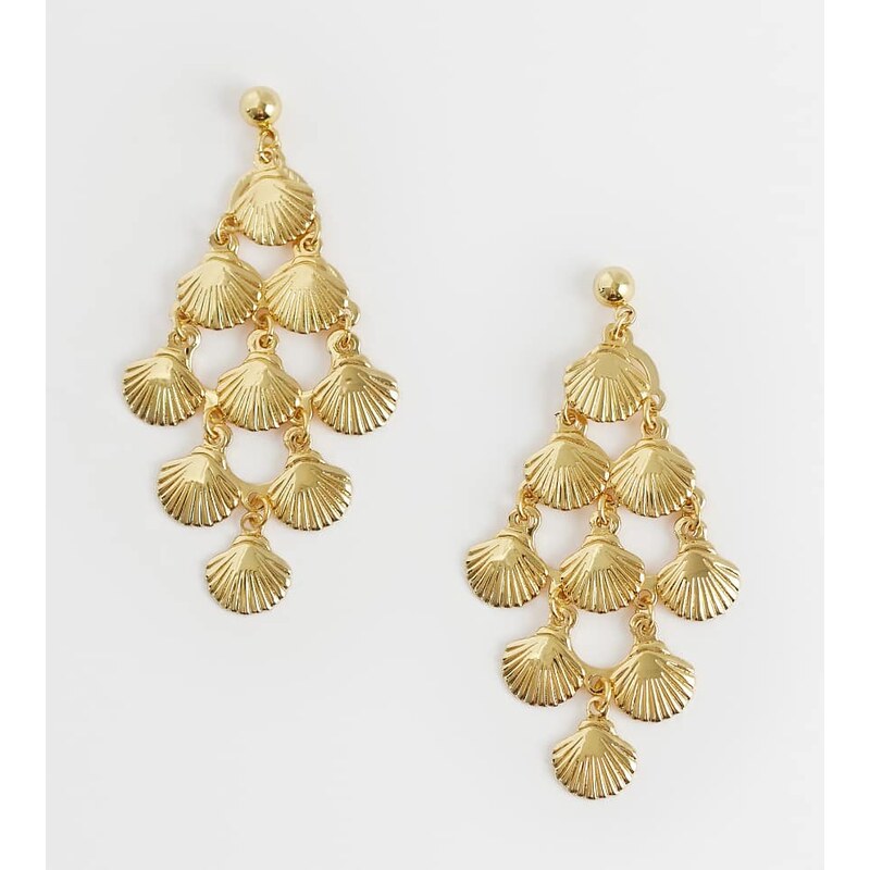 Orelia statement shell chandelier earrings 18k gold plated