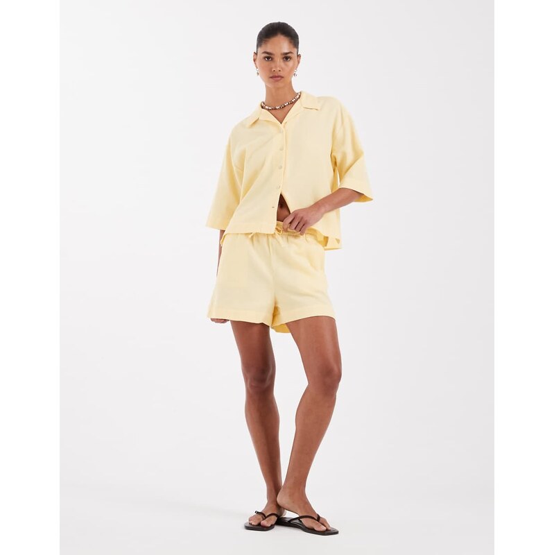 JJXX co-ord waffle shorts in yellow 115614715