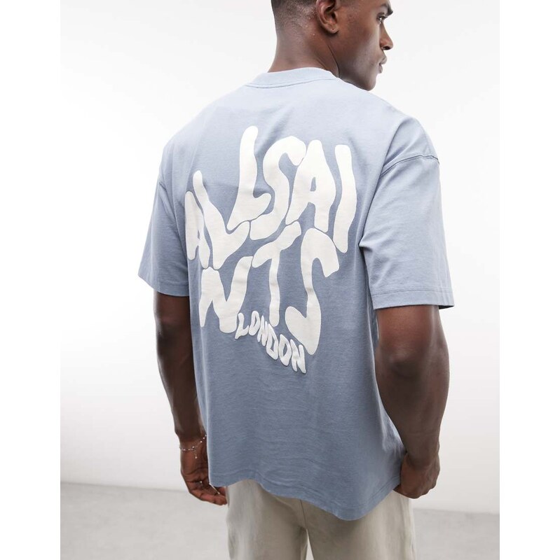 AllSaints Orlando logo t-shirt with back print in dark blue